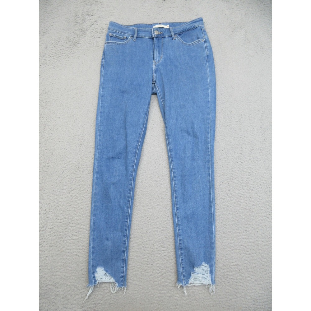 Levis 711 Skinny Boot Jeans Womens 29 Blue Med Wash Distressed Y2K Casual Street